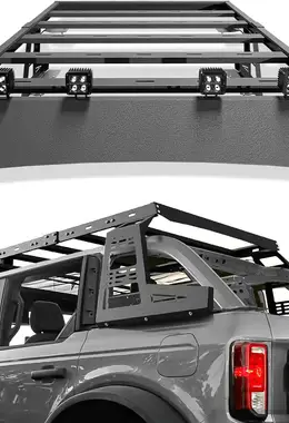 Bronco Top Roof Rack Cargo Basket with LED Lights