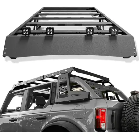 Bronco Top Roof Rack Cargo Basket with LED Lights