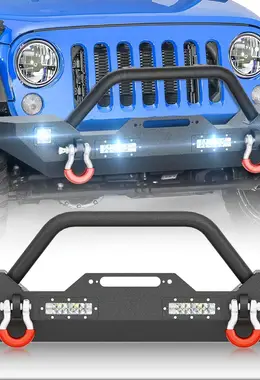 Front Bumper Compatible with Jeep Wrangler with Winch Plate