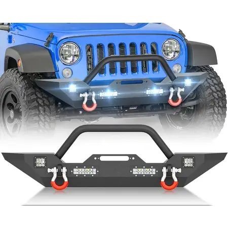 Front Bumper Compatible with Jeep Wrangler with Winch Plate